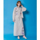 花蝶刺繍すそフリンジ入りデニムシャツ | ScoLar | 詳細画像1 