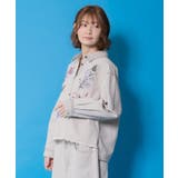 花蝶刺繍すそフリンジ入りデニムシャツ | ScoLar | 詳細画像3 