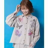 花蝶刺繍すそフリンジ入りデニムシャツ | ScoLar | 詳細画像6 