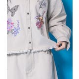 花蝶刺繍すそフリンジ入りデニムシャツ | ScoLar | 詳細画像7 