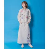 花蝶刺繍デニムロングスカート | ScoLar | 詳細画像1 