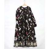 ブラック | パリの朝食柄シャツワンピース | ScoLar