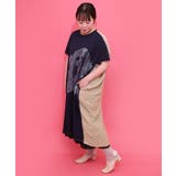 お城のレース風箔プリント異素材切替ワンピース | ScoLar | 詳細画像1 