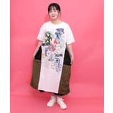 オフホワイト | 花コラージュ柄 異素材使いワンピース | ScoLar