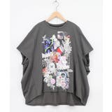 チャコールグレー | 花コラージュ柄シルケット天竺チュニック | ScoLar