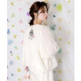 アイボリー | ひまわり刺繍 フェザーラメシフォンカーディガン | ScoLar