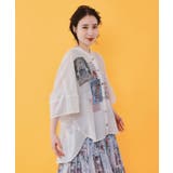 アート柄 ガーゼ風シアーシャツ | ScoLar | 詳細画像5 
