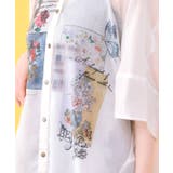 アート柄 ガーゼ風シアーシャツ | ScoLar | 詳細画像7 