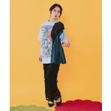 楽器×お花のブローチ柄 アシメ配色切替チュニック | ScoLar | 詳細画像1 