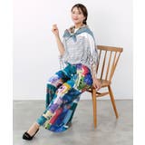 楽器×花コラージュ柄 ボドレー素材ワイドパンツ | ScoLar | 詳細画像2