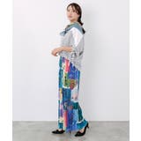 楽器×花コラージュ柄 ボドレー素材ワイドパンツ | ScoLar | 詳細画像4
