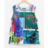 グリーン | 楽器×花コラージュ柄 ボドレー素材タンクトップ | ScoLar
