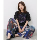 蝶々チュール重ね 花蝶柄Tシャツ | ScoLar | 詳細画像1 