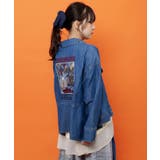 テレフォン柄バック刺繍 デニムジャケット | ScoLar | 詳細画像3 