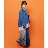 デニム×チェック 異素材切替スカート | ScoLar | 詳細画像7 