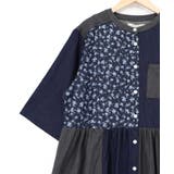 配色×花柄パッチワーク風 デニムシャツワンピース | ScoLar | 詳細画像13