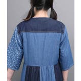 配色×花柄パッチワーク風 デニムシャツワンピース | ScoLar | 詳細画像7