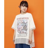 アイボリー | テレフォン柄ラメプリント レイヤード風プルオーバー | ScoLar