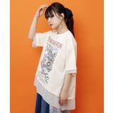 テレフォン柄ラメプリント レイヤード風プルオーバー | ScoLar | 詳細画像1
