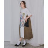 夏の花コラージュ柄 異素材切替ワンピース | ScoLar | 詳細画像7