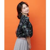 お花とフルーツ柄 チュール重ねチェックシャツ | ScoLar | 詳細画像5