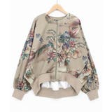 ベージュ | ボタニカル柄 ジャージ風ブルゾン | ScoLar