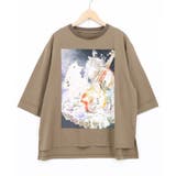 ブラウン | ネコと音楽のお茶会 箔プリント入りTシャツ | ScoLar