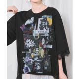 アートコラージュ柄 天竺×レースTシャツ | ScoLar | 詳細画像5