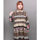 クラシカルローズ パッチワーク風柄シャツワンピ | ScoLar | 詳細画像6 