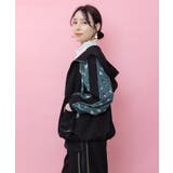 花柄切替 ジャージ風バルーンパーカー | ScoLar | 詳細画像3