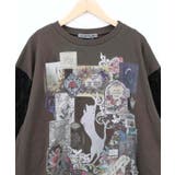 黒猫コラージュ柄 袖レース重ねプルオーバー | ScoLar | 詳細画像15