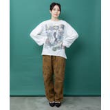 黒猫コラージュ柄 袖レース重ねプルオーバー | ScoLar | 詳細画像1