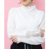 チェス柄袖レース付き ハイネックシャーリングTシャツ | ScoLar | 詳細画像2