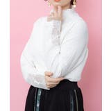 チェス柄袖レース付き ハイネックシャーリングTシャツ | ScoLar | 詳細画像3