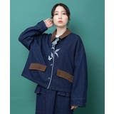 デニム×コーデュロイ 花刺繍配色ジャケット | ScoLar | 詳細画像2