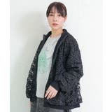 花柄チュール重ねニットブルゾン | ScoLar | 詳細画像3 