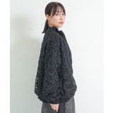 花柄チュール重ねニットブルゾン | ScoLar | 詳細画像4 