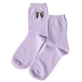 スカラーネコ柄刺繍ソックス | ScoLar | 詳細画像5 