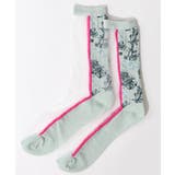 グリーン | スカラー花柄切替テグスソックス | ScoLar