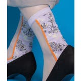 スカラー花柄切替テグスソックス | ScoLar | 詳細画像1 