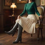 グレー | すらり脚長見せ！ ポインテッドトゥ チャンキーヒール | Scramble