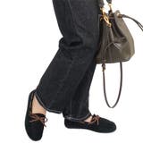 ブラック | 中敷きボアスエードリボンモカシン フラットシューズ ぺたんこ | Scramble