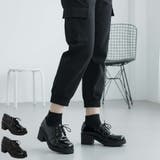 厚底ローファー レースアップ ショートブーツ 太ヒール | Scramble | 詳細画像1 