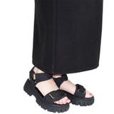 ブラック | ベルクロトラックソールスポーツサンダル 厚底 カジュアル | Scramble