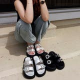 厚底ダブルベルトビジューバックルサンダル | Scramble | 詳細画像1 