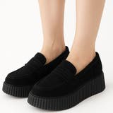 ブラック | 厚底ローファースエードシューズ | Scramble