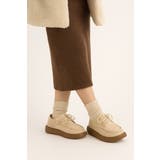 ベージュ | 厚底レースアップフラットシューズ | Scramble