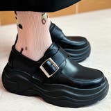 ブラック | ベルトモチーフ厚底スニーカーソールシューズ | Scramble