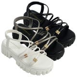 美脚見え！ゴールドパーツ × 華奢ストラップ 厚底トラックソールサンダル | Scramble | 詳細画像8 