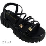 美脚見え！ゴールドパーツ × 華奢ストラップ 厚底トラックソールサンダル | Scramble | 詳細画像2 